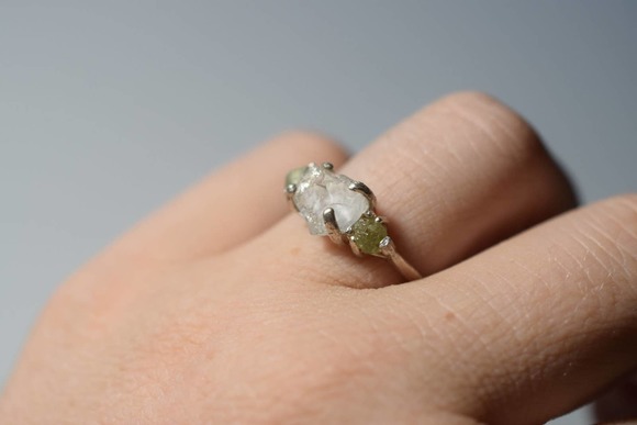 Natural Sapphire Ring, raw sapphire ring, unique sapphire ring, raw gem … - Picture 2 of 4